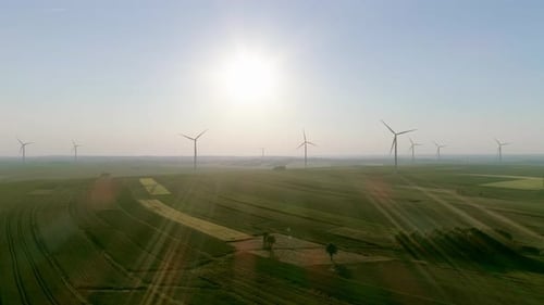Aerial view of wind turbines