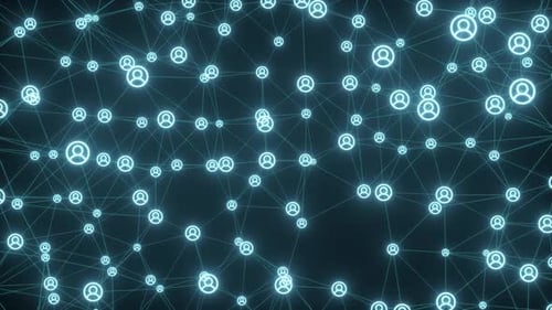 Digital Network of Glowing User Icons Connecting