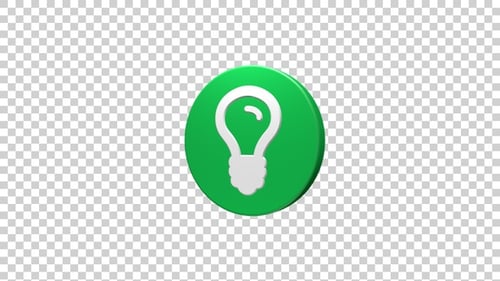 3D Animated Lightbulb Idea Icon Rotation