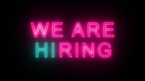Pulsing Neon We Are Hiring Text Message Animation