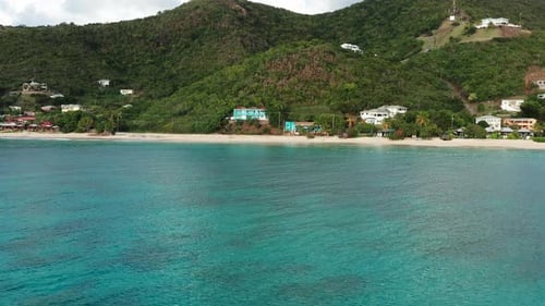 Drone footage of sand beach in the Caribbean