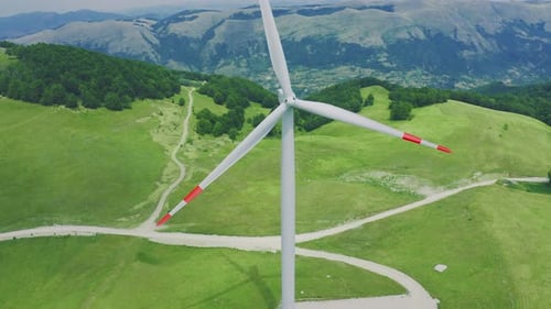 Close Up View Wind Turbines Windmill Energy Farm