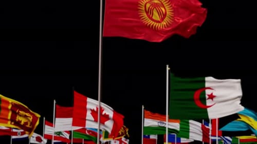 Realistic Flags of Nations Waving in the Wind