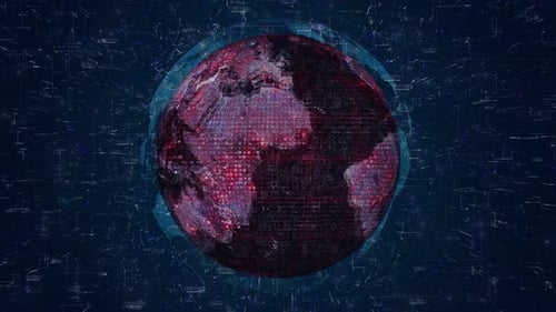 Technology Earth Globe: Global Data Network Animation