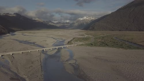 Glacial valley in New Zealand aerial