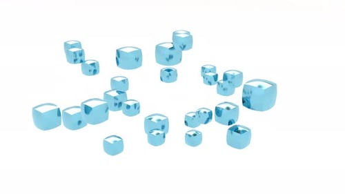 Blue Metal Cube Assembler Stylish Minimalistic Design Footage Able to Loop Seamless