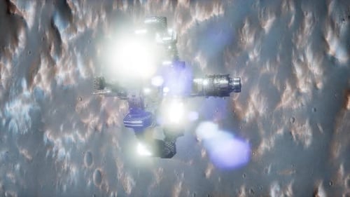 Vaisseau spatial Surveyor au-dessus de Mars