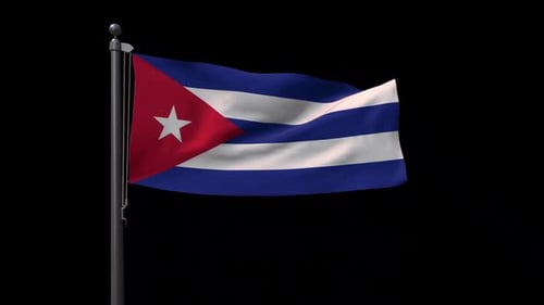 Realistic Cuban Flag Waving on a Pole Seamless Loop