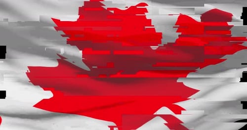 Canadian national flag with digital glitch