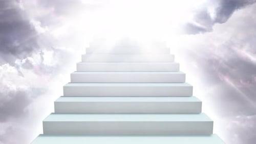 Heavenly White Stairs Ascending Towards Bright Divine Light