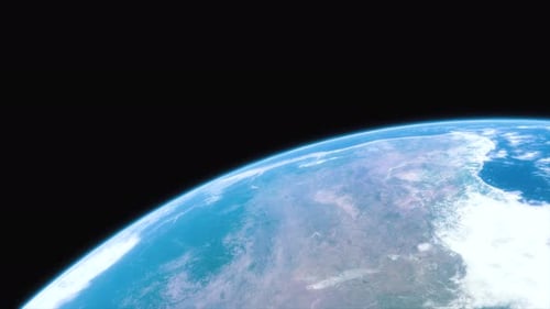 Raumschiff fliegt über den Planeten Erde