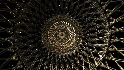 Golden Ornate Metallic Tunnel Vortex Loop Background