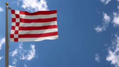 Red and White Striped Checkered Flag Waving Animation