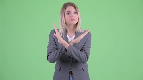 Woman Gesturing Stop With Her Hand