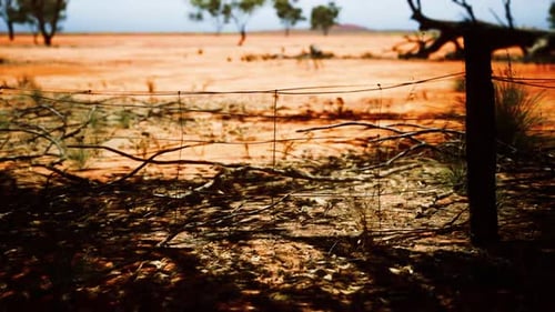 Desert Landscape with Rustic Fence Post Panning Shot