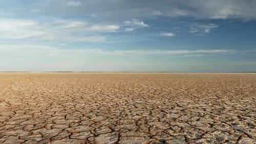 Panoramic Shot of Cracked Soil Ground of Dried Lake or River