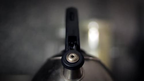 Tea Kettle Close Up View of Spout and Handle