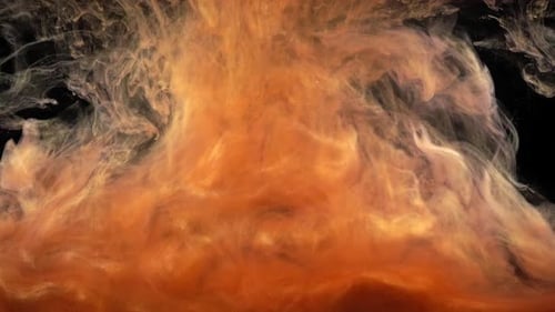 Abstract Motion of Shimmering Orange and Gold Liquid