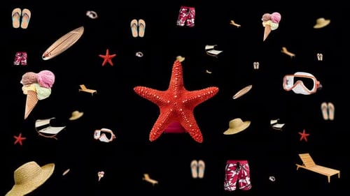 Animated Floating Summer Vacation Accessories Background