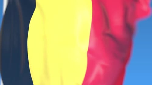 Belgium Flag Waving Loop with Realistic Fabric Motion