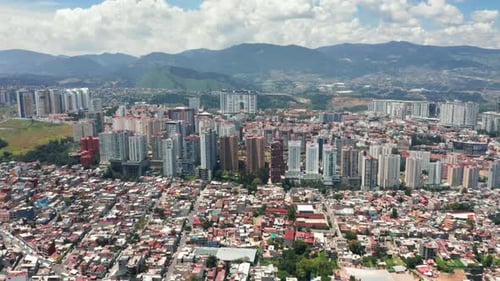 Latin Town Cityscape and Drone Panorama. Cinematic Bird Eye View Mexico City
