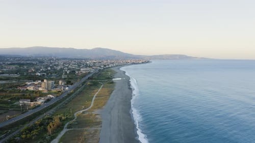 Aerial view of sand beach coast