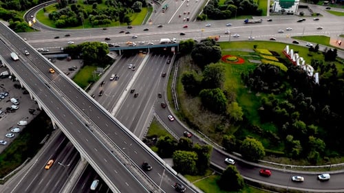 Flying Over Evening Highway