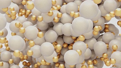 Abstract Flowing Gold and White Spheres Geometric Pattern