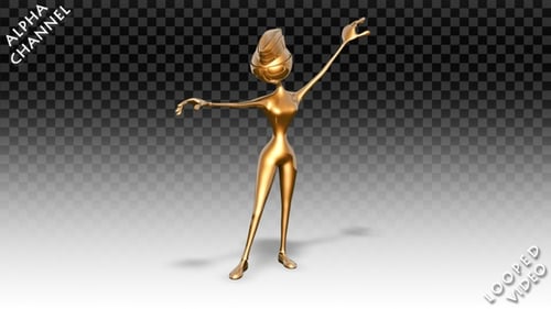Femme dorée en 3D - Dessin animé Happy Dance