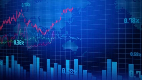 Stock market, economic graph with diagrams, Investing in diversify assets, forex trading