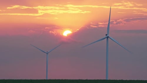 Energy Sunset Windmill Electricity Nature Power Wind