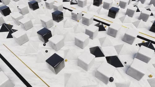 Abstract Geometric Cubes Pyramids Looping Background