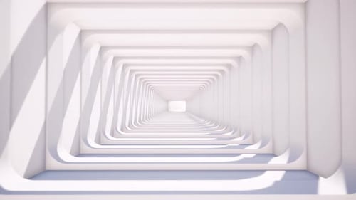 White Empty Room Future Technology Interior View.