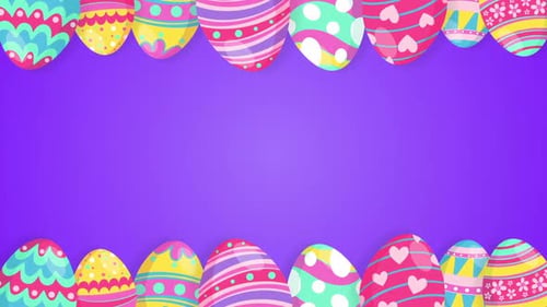 Colorful Easter Day Egg Frame Purple Background