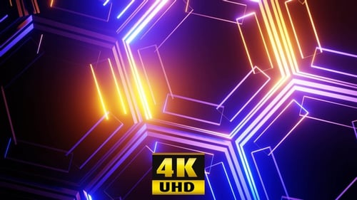 Abstract Neon Hexagon Background Loop