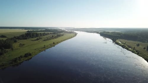 Forest Field River And Road 02