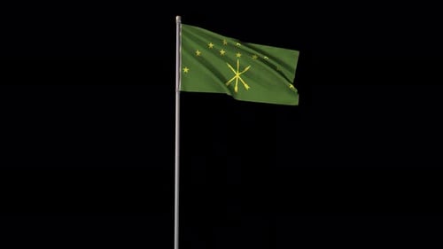 Adygea Flag Waving on Transparent Background