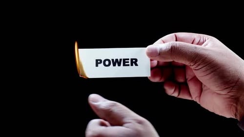 Burning Card with the Word Power