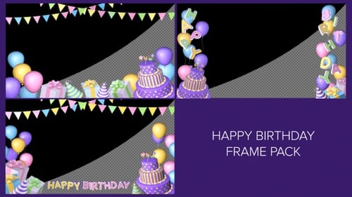 Happy Birthday Celebration Border Animation with Alpha