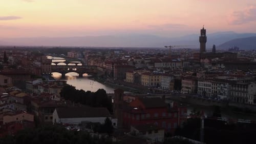 Cityscape of Florence in sunset time, Florence, Italy
