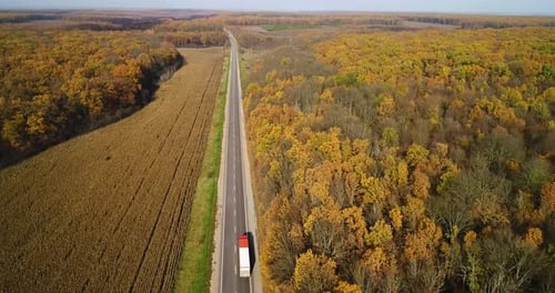 Aerial View at the Scenic Road in Autumn