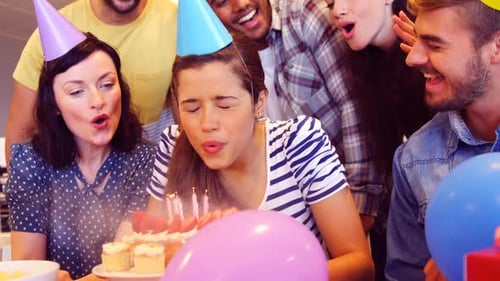 Coworkers Celebrating a Birthday in the Workplace