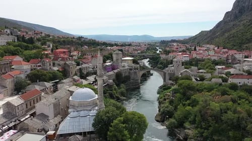 Koski Mehmet Pasha Mosque in Mostar, Aerial View