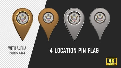 Animated 3D Metallic Location Pins Pack