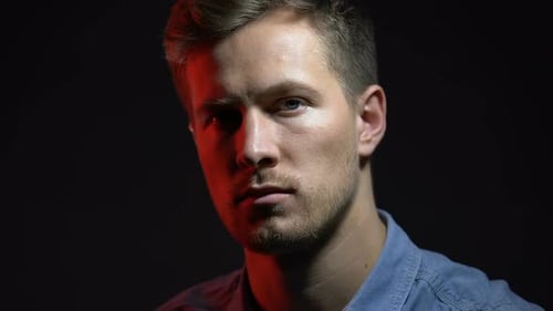 Portrait of Man Looking Deep in Soul, Courageously Overcoming Life Difficulties