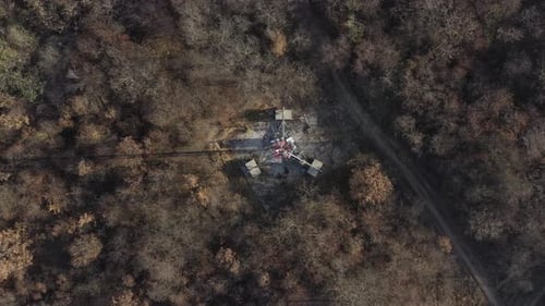 Top view of telecommunication tower 4K aerial footage