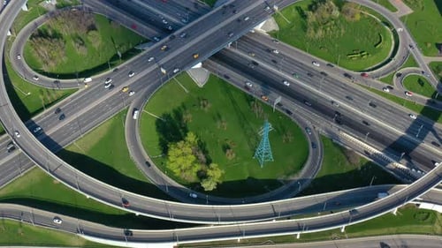Freeway Intersection Traffic Trails in Moscow