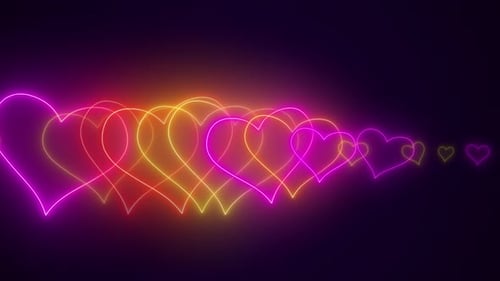 Glamour Neon Heart Shapes Particles Background Saint Valentine’s Day Seamles Loop 4K