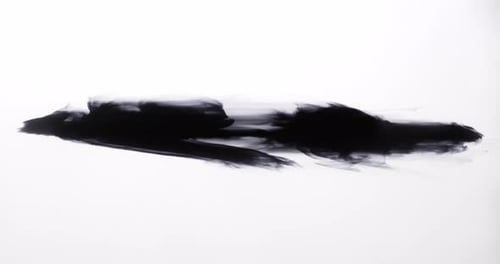 Abstract Black Ink Spreads on White Surface