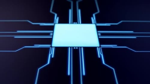 Finger Taps Glowing Square Generating Circuit Board Pattern